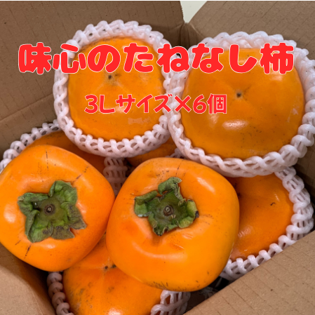 甘い！味心の大玉たねなし柿の詰め合わせ（３Lサイズ×６個） 送料税込み2980円